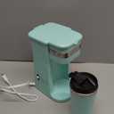 Elite Gourmet EHC117M Personal Single-Serve Compact Coffee Maker Brewer Includes 14Oz. Thermal Travel Mug with Stainless Steel Interior, Compatible with Coffee Grounds, Reusable Filter, Mint