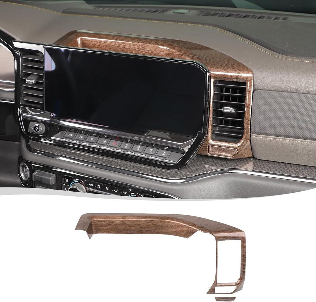 Voodonala for Chevy Silverado 2022-2023 Center Dash Navigation Panel Cover Trim Compatible with Chevrolet Silverado 2022+ (ABS, Wood)