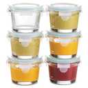 Small Glass Meal Prep Food Storage Container - Airtight, Leakproof, Microwave & Dishwasher Safe - Perfect for Snacks, Dips, 6 Count - Teal