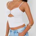 Trendy Queen Going Out Tops for Women Sexy Cute Y2K Camisole Spaghetti Strap Tank Clothes Summer Beach Vacation Outfits 2026 (White, S)