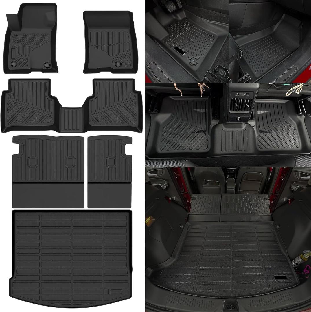Naibeve Floor Mats for 2020-2025 Lincoln Corsair-All Weather for Lincoln Corsair Floor Mats Liners 2 Row & Cargo Liner & Seats Back Cover(Floor Liner+Backrest Mats+Trunk Mat)