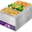TOPKITCH ETL Listed 3-Pan 18L Commercial Food Warmer with Non-Leakage Stretch-Forming Water Tank &3 of 1/3 Size GN Pan,Countertop Soup Station Bain Marie Steam Table For Buffet,Parties and Restaurants