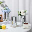 Hushee 6 Pcs 6 Pcs Disco Ball Vase Disco Planter Cylinder Glass Vase Mirror Tiles Modern Planter Pot Candle Holder for Wedding Centerpieces Birthday Party Gift Bedroom Decoration (6'')