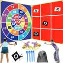 2 in 1 Giant Tic Tac Toe & Bean Bag Toss Games Outdoor,4.5FTx4.5FT Double-Portable Tic Tac Toe Bean Bag Toss with 10pcs Bean Bag,Large Outdoor Lawn Yard Backyard Carnival Easter Party Field Day