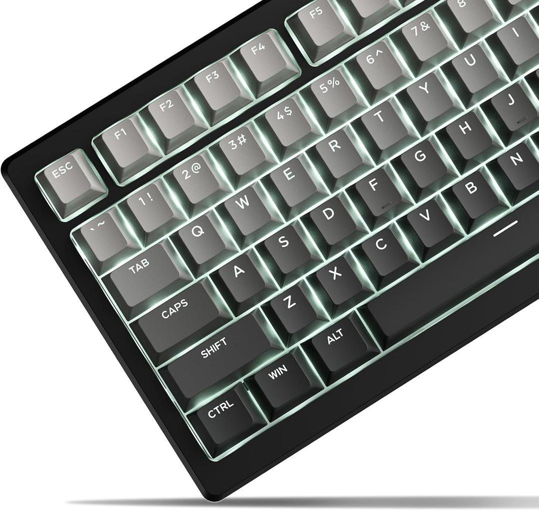 SDYZ x XVX Shine Through PBT Keycaps, Keycaps 60 75 100 Percent Cherry Profile, Doubleshot Custom Key caps Set for 61/64/68/84/87/100/104/108 Gaming Mechanical Keyboard, Gradient Gray