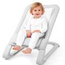 Baby Bouncer for Newborns 0-12 Months: 0-5 Years Portable Infant Seat with Soft Grey Fabric, Adjustable Recline & 3-Point Harness, Supports Up to 60 lbs