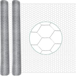 GlikCeil 36 in x 200 ft Chicken Wire Fencing Metal Floral Chicken Wire Mesh for Crafts Poultry Garden, 1 Inch Hexagonal Galvanized Hardware Cloth Netting for Poultry Coop Barrier Rabbit Cage(Silver)