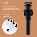 KENES Bathroom Vessel Sink Pop Up Drain Without Overflow Assembly, Lavatory Vanity Sink Drain Stopper, Anti-Clogging Drain Strainer, Matte Black, KE-P300A-2