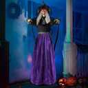 JOYIN 47 Animated Witch Halloween Decorations Outdoor Indoor, Scary Halloween Animatronics Decor, Hanging Ghost Talking Sound Activated Led Lights Eyes Haunted House Yard Garden Lawn
