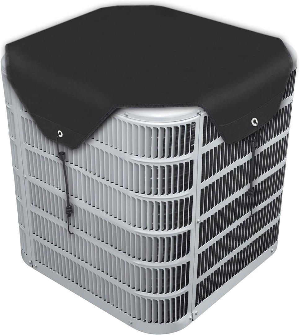 Winter Air Conditioner Covers For Outside Units, Waterproof Central Cover Sturdy Covers Ac Defender, Heavy Duty Top Ac Cover for Outdoor (Black 40 x 40 Inch)