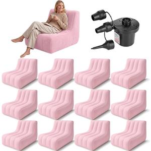 12 Pcs Inflatable Chairs Blow up Couch with Pump,Pink, 33.46 x 23.62 x 25.20 inches