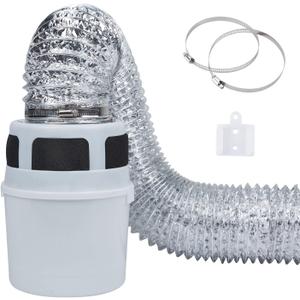 VIWINVELA 3 IN 1 Indoor Dryer Vent Kit Filter Bucket for Electric Dryer with 4-Inch by 5-Feet Proflex Duct (Silver) (with 5 Feet Silver Duct)