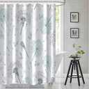 Dandelion Shower Curtain, Green and Grey Spring Shower Curtain for Bathroom Waterproof Fabric Wild Flower Shower Curtain Set with Hooks, 72x72 Inch (72"W x 72"L (Pack of 1))