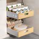 Pull Out Drawer for Cabinet, Metal Slide Out Shelf Fixed with Adhesive Nano Film, 1 PCS Multi-Purpose Cabinet Organizer for Kitchen, Pantry and Office, Large