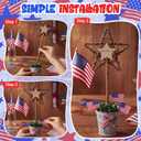 Lineshading 3 Pcs 4th of July Table Decorations USA Memorial Day Decor 250th Anniversary Patriotic Tiered Tray Centerpieces Rustic Farmhouse Rattan Star Desk Potted Decor for Memorial Day 4th July