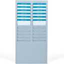 Flexzion Time Card Holder Wall Mount Rack 24 Pocket Slots Compatible with 7" inch Cards Pyramid Series 2000 6000 Attendance Time Payroll Recorder for Office Punch in Clock Out (Gray)
