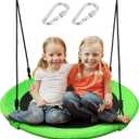 Saucer Tree Swing Seat for Kids 40 Inch Outdoor Round Tree Swing for Children Outdoor Swing Set Accessories (Green)