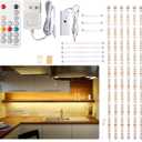 WOBANE Under Cabinet LED Lighting Kit, 6 PCS Dimmable LED Strip Lights with Remote Control Dimmer, 24W Adapter, Hidden 2700K Warm White Set, Bright 1500lm, Timing, Kitchen, Counter, Shelf, Showcase, 6*20inch