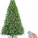 5ft Pre-Lit Artificial Christmas Tree, Premium Hinged Pine Christmas Tree with 200 Multicolor LED Lights, 550 Branch Tips, Metal Stand, 11 Lighting Modes for Home, Party Decoration (Mc03)