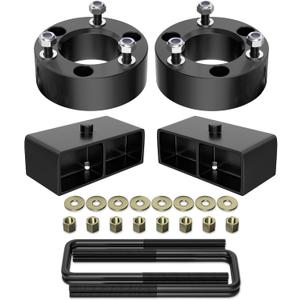 Richeer 3"F + 2"R Leveling Lift Kit for 2005-2023 Frontier, 3" Front Strut Spacers and 2" Black Leveling Lift Block Kit Extended Square U-Bolts Compatible with 2005-2023 Frontier 2WD/4WD 2X2/4X4