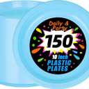 WELLIFE Light Blue Party Plates 10 Inch -150 Count, Disposable Plastic Baby Blue Dinner Plates for Party Dessert Cake Appetizer Baby Shower