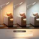 EDISHINE LED Reading Floor Lamp, 1600LM Bright Dimmable Lamp with Type-C Port, Flexible Head & Arm Tall Standing Lamps for Living Room, 3000K-6000K Modern Minimalist Lights for Bedroom, Office, White