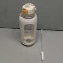 chunmo 64 oz Glass Water Bolttles with Straw Half Gallon Large Motivational Water Bottle with Time Marker Sports Water Bottles with Silicone Sleeve and Handle Lid Water Jug for Gym Workout (White)