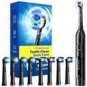 TEETHEORY Rotating Electric Toothbrush for Adults with 7 Brush Heads (2 Types), 4 Modes Deep Clean Electric Toothbrush with Rechargeable Power and 2 Min Smart Timer (1- Black, p1)
