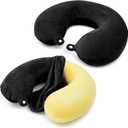 2 Packs Travel Neck Pillow Cover, Reusable U Shaped Washable Cover (Black)