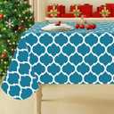 Smiry Rectangle Table Cloth, Waterproof Vinyl Tablecloths with Flannel Backing for Rectangle Tables, Wipeable Spillproof Plastic Tablecloth for Dining, Camping, Indoor and Outdoor (60"x84", Teal)