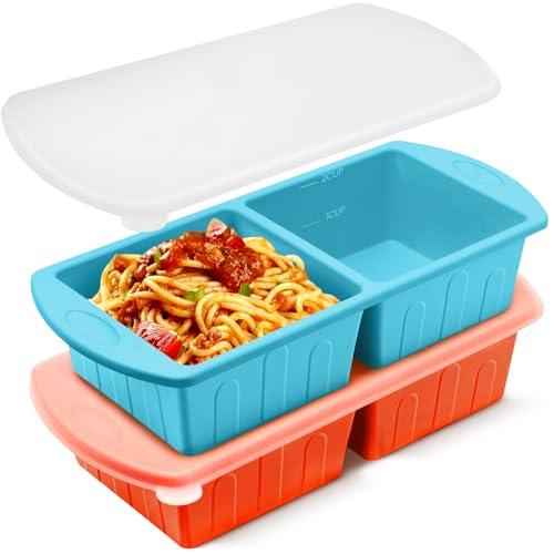 2 Pack Silicone Freezer Trays With Lid For Easy Storage Silicone Soup Freezer Molds 2 Cup ，Perfect For ice cube tray Freezing Broth Sauces Store Leftovers , Leakproof, Easy Release Dishwasher Safe