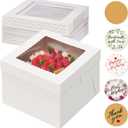 Kootek 15pcs Cake Boxes, 10x10x8 Inches Tall Cake Box with Window, White Bakery Boxes, Large Baking Boxes, Square Cardboard Cake Box for Multi-Layer Cakes, Cake Decorating Supplies for Gift Giving