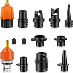 Treela Inflatable Air Pump Adaptor Compatible with SUP Inflatable Car Air Compressor Valve Adaptor with 9 Valve Nozzle for Paddle Board Boat