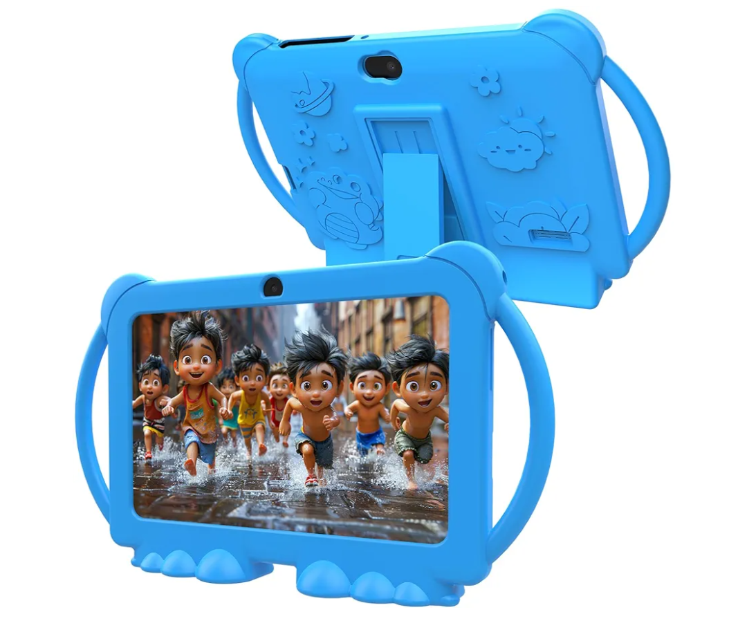 Kids Tablet 7 inch Android 12.0 for Toddler, 4GB RAM 32GB ROM Bluetooth IPS Screen Parental Control Dual Camera Shockproof Case for Educational Games, (1PCS, Blue