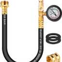 Dual Purpose RV Winterizing Kit with Pressure Gauge, 17Inch Hose Blow Out Fitting Adaptor 3/4" Male&Female GHT Quick Connect Blowout Plug for Winterizing RV, Camper, Travel Trailer, Garden Hose