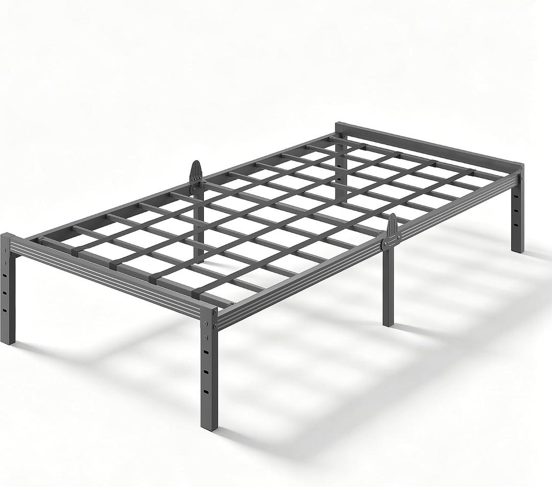 ZIYOO 14 inch Twin Metal Bed Frame for Bedroom, Guest Room & College Dorm, Heavy Duty Platform Bed with Sag-Resistant Support, No Box Spring Needed, Anti-Slip Steel Structure, Easy Assembly, Black