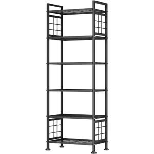 GIOTORENT 6-Wire Garage Shelving Storage Shelves, Metal Shelving Unit Pantry Rack, Kitchen Storage Adjustable Shelf 900Lbs Capacity for Laundry Kitchen Bathroom Organizer(Black) (12.7D x 21.5W x 65.1H (6Tier))