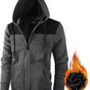 Men's Full Zip Fleece Hoodie Lightweight Athletic Performance Sweatshirt Jacket with Pocket (Black, XXL)