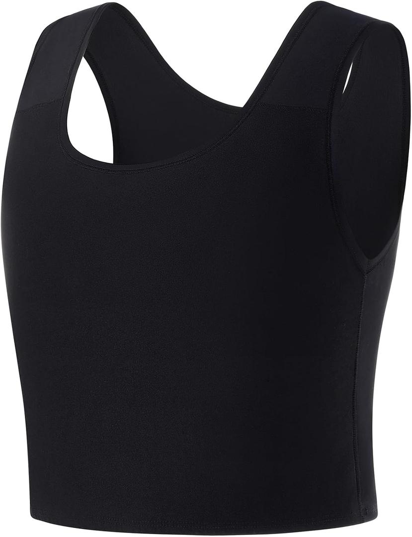 Trans Chest Binder Transgender FTM Cosplay Breathable Half Breast Binder Tank Top (Small, Black)