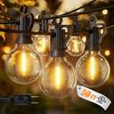 Brightown Outdoor String Lights, 50FT 25 G40 Bulbs Shatterproof Patio Lights, IP65 Waterproof Dimmable Hanging Connectable Globe LED Outdoor Lights for Christmas, Backyard, Bistro, Porch