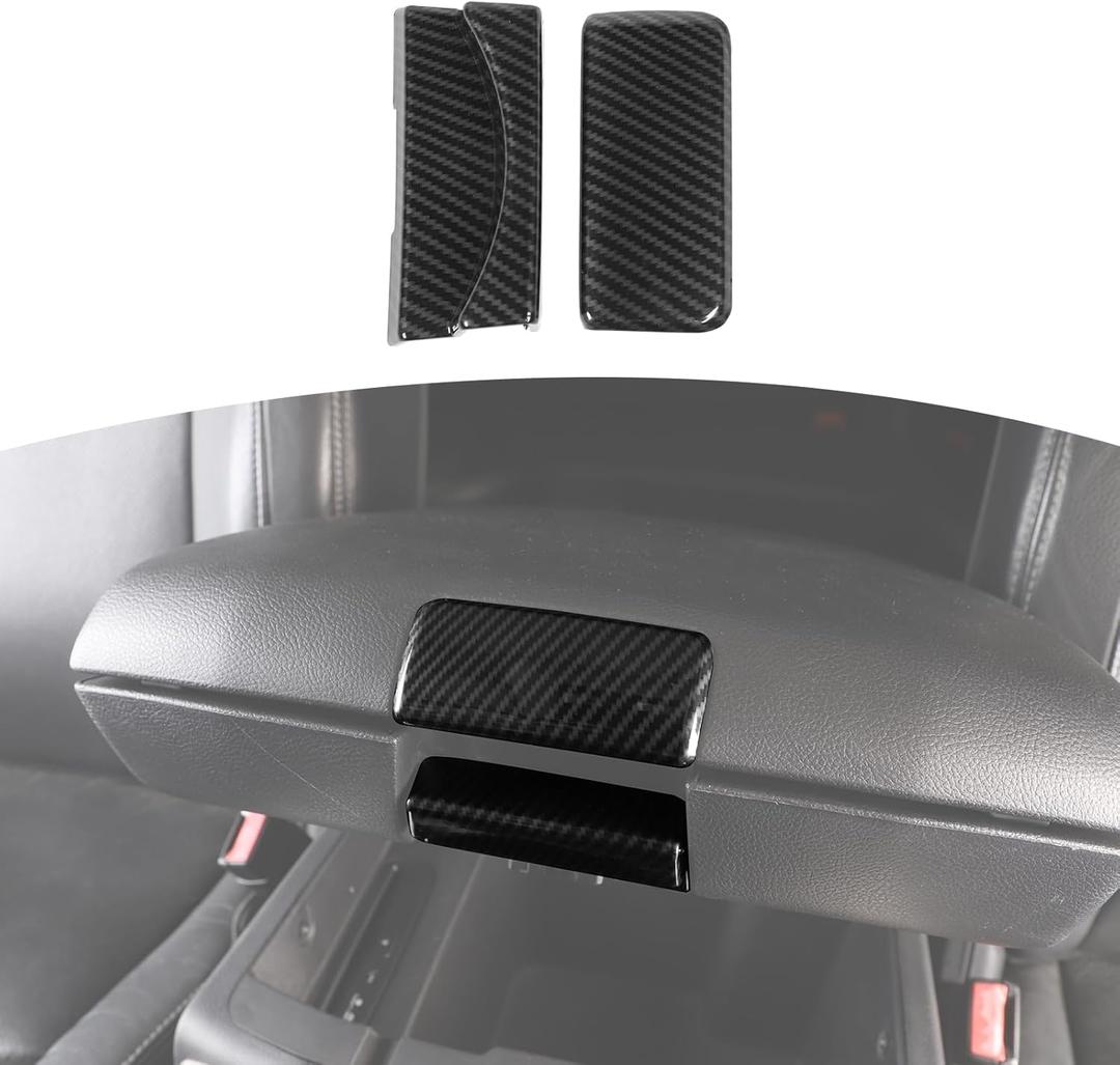 for RAM Center Console Armrest Switch Handle Trim Cover for Dodge RAM 2010-2017 Black Carbon Fiber Grain Interior Accessories 2pcs