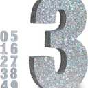 10 Inch Silver Glitter Big Number 3 Table Centerpieces Party Decorations,Birthday Chrismas Anniversary Graduation Centerpieces for Decorations,0-9 Numbers for Party Supplies