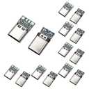 24 Pins USB 3.1 Type C USB-C 10pcs Male and 10pcs Female Pull-Down Resistor Socket Receptacle Adapter to Solder Wire & Cable 24P PCB Board Support Module