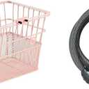 Retrospec Apollo Detachable Front Bike Basket Steel Half-Mesh with Integrated Detachable Hooks and Built-In Handle, Easy Assembly and Portability for Bicycles (Blush)