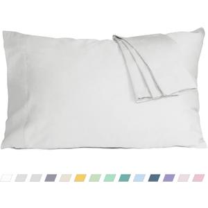 Pillow Cases, Standard Queen Size Cotton Percale Weave Pillowcases, Pre-Shrunk Breathable and Hypoallergenic Pillowcases, Set of 2 (2 Piece Standard/Queen 20 Inch x 30 Inch, Light Gray)