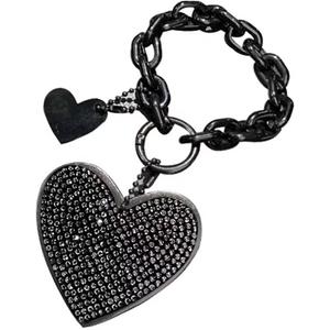 Heart Rhinestones Car Key Chain, Cute Bling Car Key Chain, Car Keys Accessories for Women (Black)