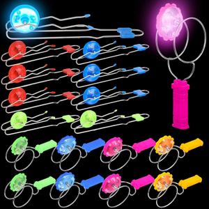 Liliful 16 Pcs Light up Gyro Wheel Retro Rail Twirlers Flashing Fidget Wheel Vintage Fidget Toy for Teens Gifts Christmas Stocking Stuffers, Wave and Circular Rail