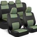 BDK PolyPro Car Seat Covers Full Set in Green on Black, Front and Rear Split Bench Seat Covers for Cars, Easy to Install Car Seats Cover Set and Accessories for Auto Trucks Van SUV - Green