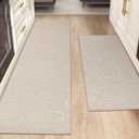 Color&Geometry 2PCS Kitchen Rugs and Mats Non Slip Washable, Absorbent Kitchen Runner, Easy to Clean Kitchen Floor Mats for in Front of Sink, Laundry Room, Hallway, 17"x29"+17"x59", Beige
