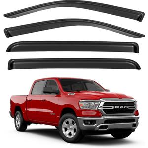 Window Visors Rain Guards for 2019-2026 Dodge Ram 1500 Crew Cab (New Body Style), Out-Channel Window Vent Wind Deflectors Visors Shades for 19-26 Ram 1500 Full-Size Cab